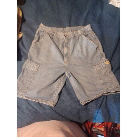 Wrangler Denim Jean Shorts 33 Mens Cargo Blue Cotton Adult Outdoors - Picture 1 of 3